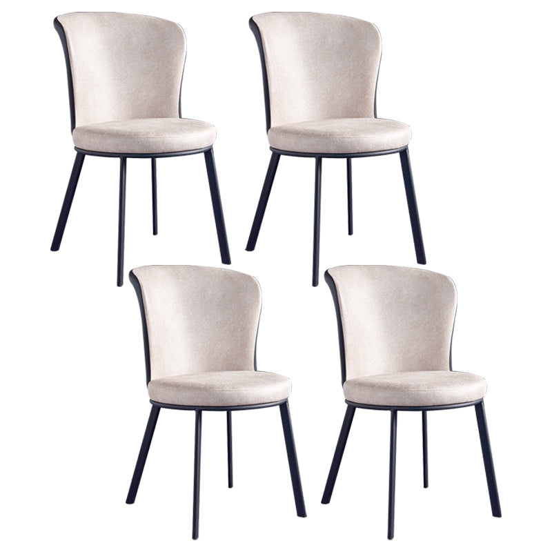 Metal Contemporary Dining Chair Wingback Dining Room Armless Side Chair Off-White 4 Piece Set Clearhalo ' kitchen&dining_furn' 'Dining Chairs' 'Dining Tables & Seating' 'dining_chair' 'furn' 'furn_dining_chair' 'Furniture' 'furniture_dining_chair' 'Kitchen & Dining Furniture' 'kitchen' 3997711