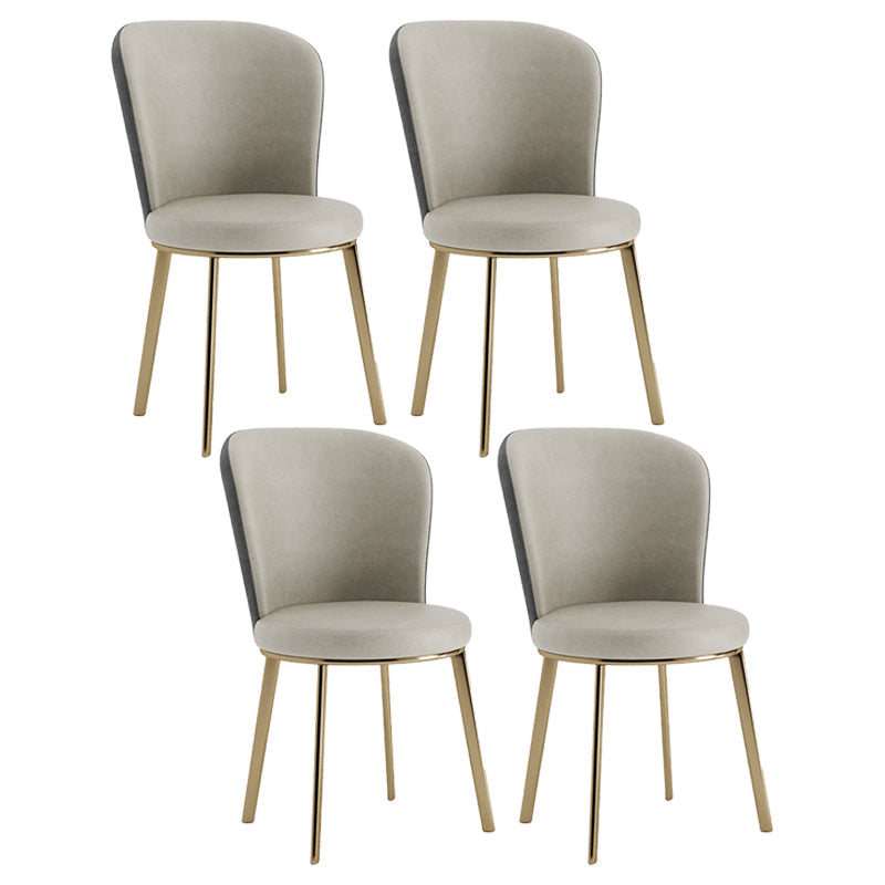 Scandinavian Style Leather Dining Chairs Solid Back Armless Dining Chairs for Home Grey 4 Piece Set Clearhalo ' kitchen&dining_furn' 'Dining Chairs' 'Dining Tables & Seating' 'dining_chair' 'furn' 'furn_dining_chair' 'Furniture' 'furniture_dining_chair' 'Kitchen & Dining Furniture' 'kitchen' 3997716