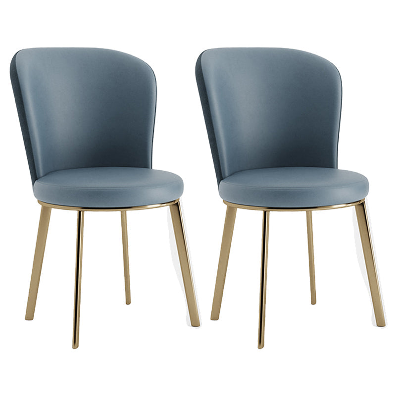 Scandinavian Style Leather Dining Chairs Solid Back Armless Dining Chairs for Home Blue 2 Piece Set Clearhalo ' kitchen&dining_furn' 'Dining Chairs' 'Dining Tables & Seating' 'dining_chair' 'furn' 'furn_dining_chair' 'Furniture' 'furniture_dining_chair' 'Kitchen & Dining Furniture' 'kitchen' 3997720