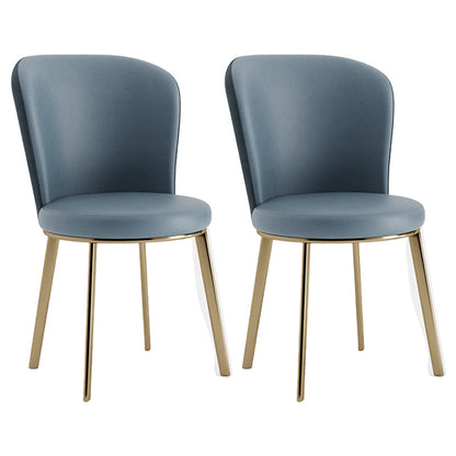 Scandinavian Style Leather Dining Chairs Solid Back Armless Dining Chairs for Home Blue 2 Piece Set Clearhalo ' kitchen&dining_furn' 'Dining Chairs' 'Dining Tables & Seating' 'dining_chair' 'furn' 'furn_dining_chair' 'Furniture' 'furniture_dining_chair' 'Kitchen & Dining Furniture' 'kitchen' 3997720
