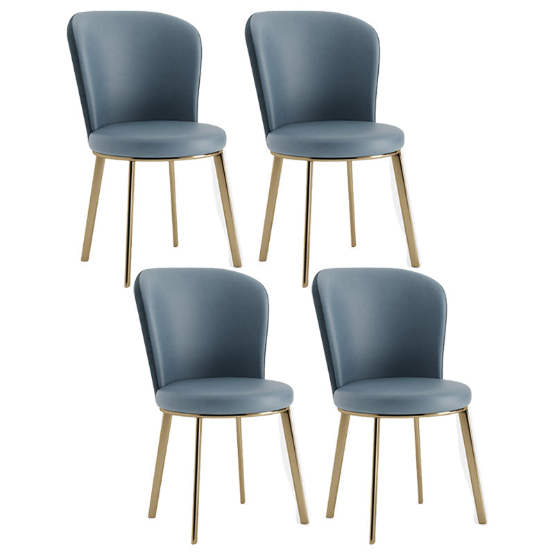 Scandinavian Style Leather Dining Chairs Solid Back Armless Dining Chairs for Home Blue 4 Piece Set Clearhalo ' kitchen&dining_furn' 'Dining Chairs' 'Dining Tables & Seating' 'dining_chair' 'furn' 'furn_dining_chair' 'Furniture' 'furniture_dining_chair' 'Kitchen & Dining Furniture' 'kitchen' 3997721
