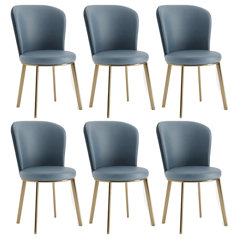 Scandinavian Style Leather Dining Chairs Solid Back Armless Dining Chairs for Home Blue 6 Piece Set Clearhalo ' kitchen&dining_furn' 'Dining Chairs' 'Dining Tables & Seating' 'dining_chair' 'furn' 'furn_dining_chair' 'Furniture' 'furniture_dining_chair' 'Kitchen & Dining Furniture' 'kitchen' 3997723