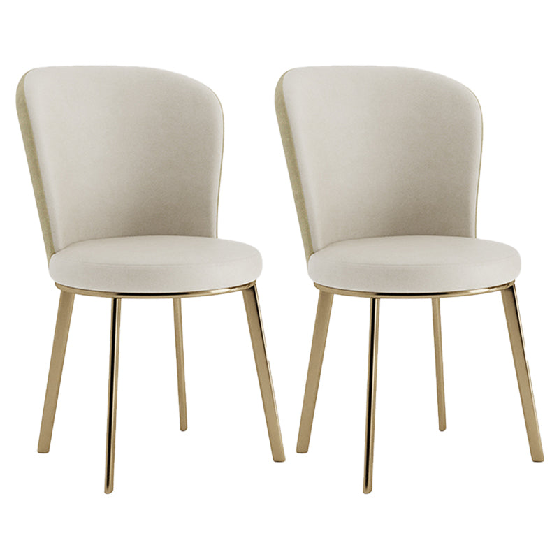 Scandinavian Style Leather Dining Chairs Solid Back Armless Dining Chairs for Home Nude 2 Piece Set Clearhalo ' kitchen&dining_furn' 'Dining Chairs' 'Dining Tables & Seating' 'dining_chair' 'furn' 'furn_dining_chair' 'Furniture' 'furniture_dining_chair' 'Kitchen & Dining Furniture' 'kitchen' 3997732