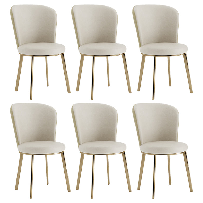 Scandinavian Style Leather Dining Chairs Solid Back Armless Dining Chairs for Home Nude 6 Piece Set Clearhalo ' kitchen&dining_furn' 'Dining Chairs' 'Dining Tables & Seating' 'dining_chair' 'furn' 'furn_dining_chair' 'Furniture' 'furniture_dining_chair' 'Kitchen & Dining Furniture' 'kitchen' 3997734