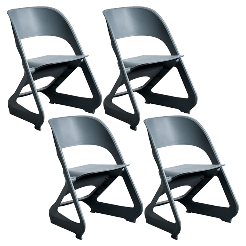 Minimalist Style Plastic Dining Armless Chairs Open Back Dining Side Chairs Grey 4 Piece Set Clearhalo ' kitchen&dining_furn' 'Dining Chairs' 'Dining Tables & Seating' 'dining_chair' 'furn' 'furn_dining_chair' 'Furniture' 'furniture_dining_chair' 'Kitchen & Dining Furniture' 'kitchen' 3997744