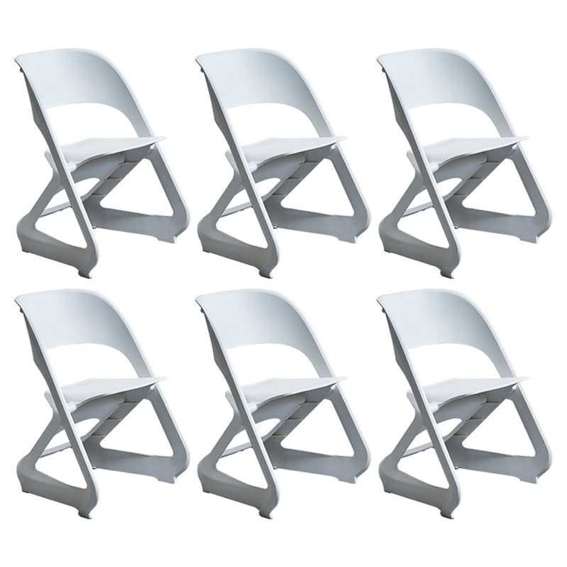 Minimalist Style Plastic Dining Armless Chairs Open Back Dining Side Chairs White 6 Piece Set Clearhalo ' kitchen&dining_furn' 'Dining Chairs' 'Dining Tables & Seating' 'dining_chair' 'furn' 'furn_dining_chair' 'Furniture' 'furniture_dining_chair' 'Kitchen & Dining Furniture' 'kitchen' 3997754