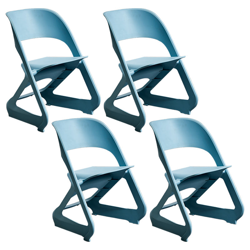 Minimalist Style Plastic Dining Armless Chairs Open Back Dining Side Chairs Blue 4 Piece Set Clearhalo ' kitchen&dining_furn' 'Dining Chairs' 'Dining Tables & Seating' 'dining_chair' 'furn' 'furn_dining_chair' 'Furniture' 'furniture_dining_chair' 'Kitchen & Dining Furniture' 'kitchen' 3997759
