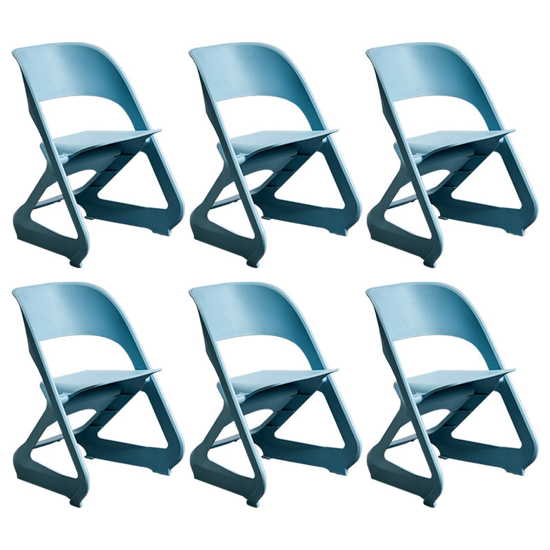 Minimalist Style Plastic Dining Armless Chairs Open Back Dining Side Chairs Blue 6 Piece Set Clearhalo ' kitchen&dining_furn' 'Dining Chairs' 'Dining Tables & Seating' 'dining_chair' 'furn' 'furn_dining_chair' 'Furniture' 'furniture_dining_chair' 'Kitchen & Dining Furniture' 'kitchen' 3997760