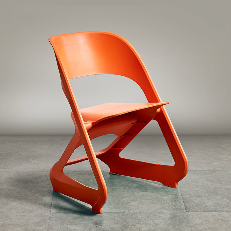 Minimalist Style Plastic Dining Armless Chairs Open Back Dining Side Chairs Orange 1 Piece Clearhalo ' kitchen&dining_furn' 'Dining Chairs' 'Dining Tables & Seating' 'dining_chair' 'furn' 'furn_dining_chair' 'Furniture' 'furniture_dining_chair' 'Kitchen & Dining Furniture' 'kitchen' 3997765