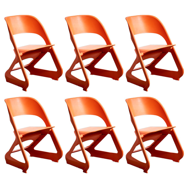 Minimalist Style Plastic Dining Armless Chairs Open Back Dining Side Chairs Orange 6 Piece Set Clearhalo ' kitchen&dining_furn' 'Dining Chairs' 'Dining Tables & Seating' 'dining_chair' 'furn' 'furn_dining_chair' 'Furniture' 'furniture_dining_chair' 'Kitchen & Dining Furniture' 'kitchen' 3997768