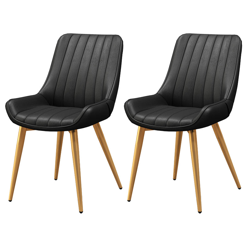Modern Style Upholstered Armless Dining Chairs Solid Back Side Chairs for Home Use Black 2 Piece Set Clearhalo ' kitchen&dining_furn' 'Dining Chairs' 'Dining Tables & Seating' 'dining_chair' 'furn' 'furn_dining_chair' 'Furniture' 'furniture_dining_chair' 'Kitchen & Dining Furniture' 'kitchen' 3997772