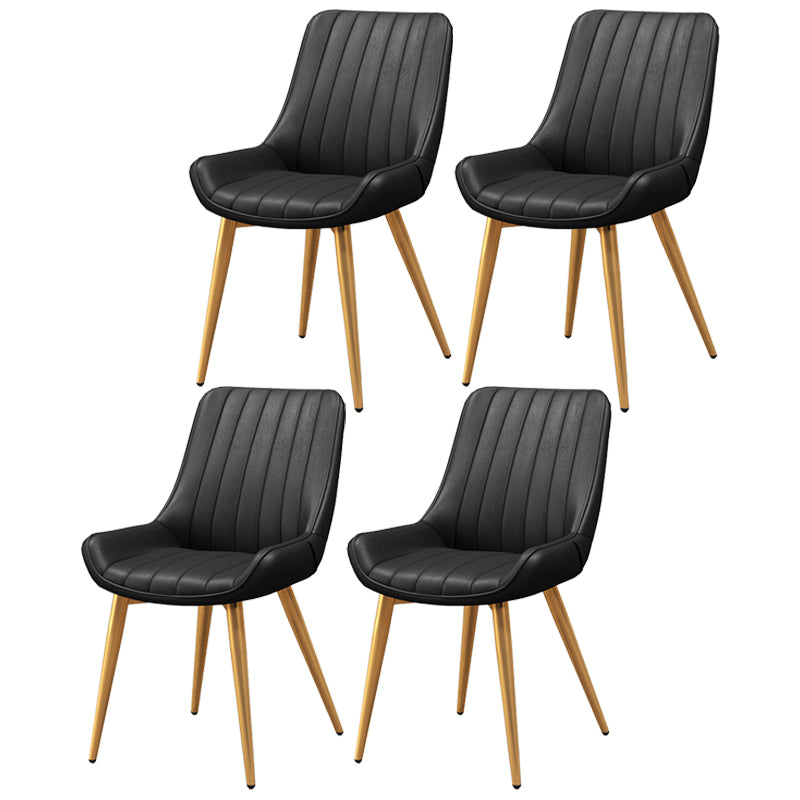 Modern Style Upholstered Armless Dining Chairs Solid Back Side Chairs for Home Use Black 4 Piece Set Clearhalo ' kitchen&dining_furn' 'Dining Chairs' 'Dining Tables & Seating' 'dining_chair' 'furn' 'furn_dining_chair' 'Furniture' 'furniture_dining_chair' 'Kitchen & Dining Furniture' 'kitchen' 3997774