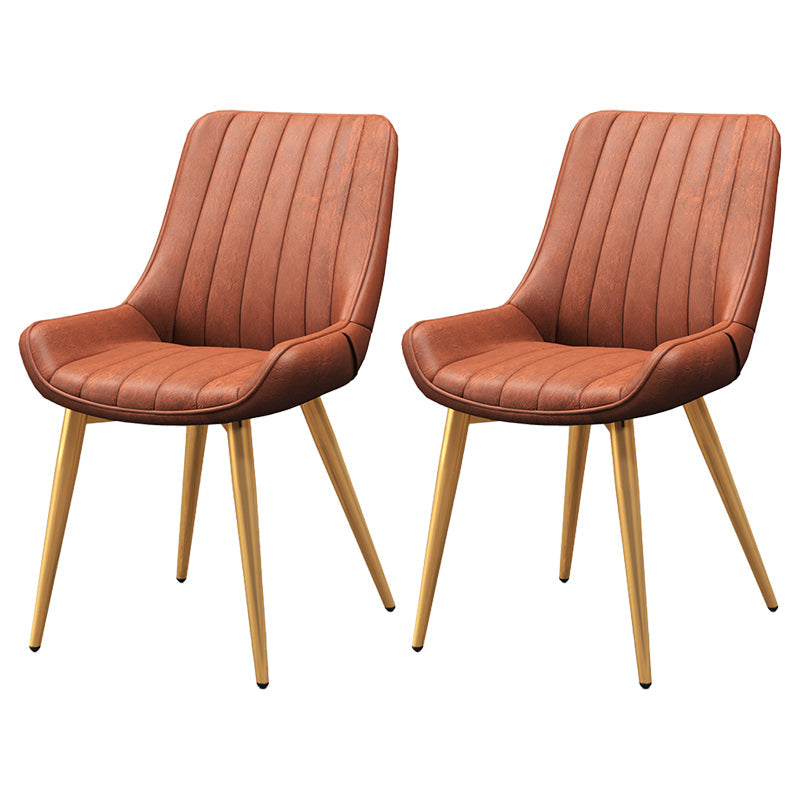 Modern Style Upholstered Armless Dining Chairs Solid Back Side Chairs for Home Use Red 2 Piece Set Clearhalo ' kitchen&dining_furn' 'Dining Chairs' 'Dining Tables & Seating' 'dining_chair' 'furn' 'furn_dining_chair' 'Furniture' 'furniture_dining_chair' 'Kitchen & Dining Furniture' 'kitchen' 3997778