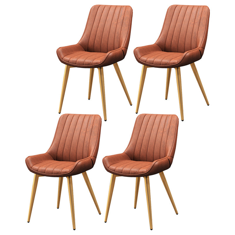 Modern Style Upholstered Armless Dining Chairs Solid Back Side Chairs for Home Use Red 4 Piece Set Clearhalo ' kitchen&dining_furn' 'Dining Chairs' 'Dining Tables & Seating' 'dining_chair' 'furn' 'furn_dining_chair' 'Furniture' 'furniture_dining_chair' 'Kitchen & Dining Furniture' 'kitchen' 3997780