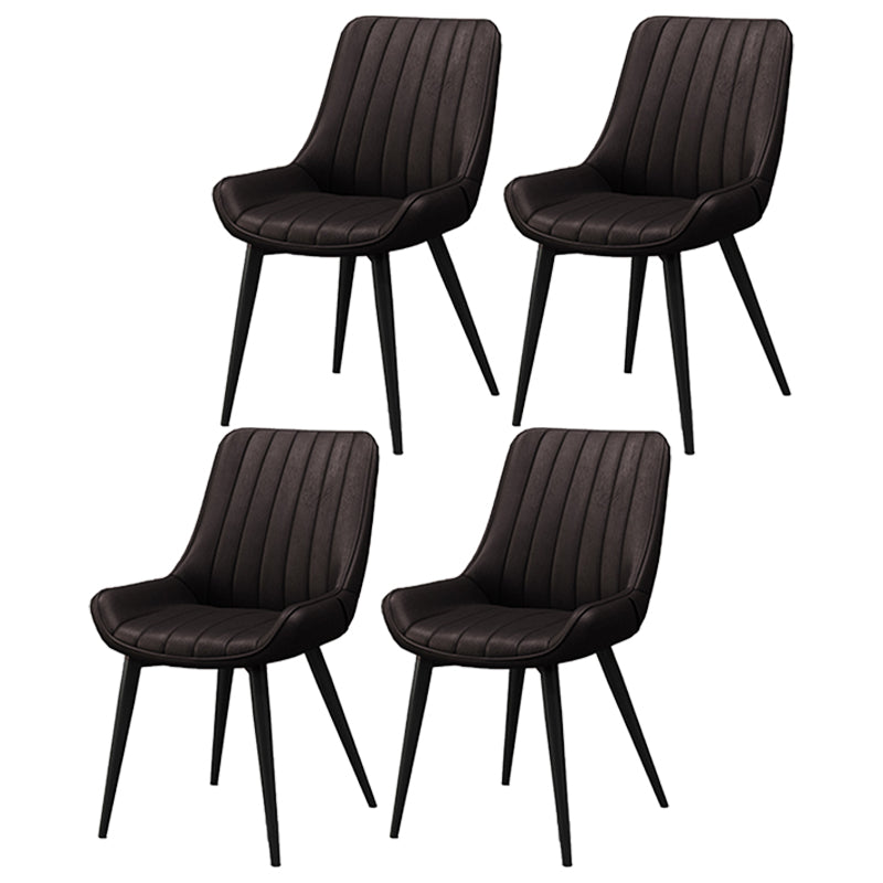Modern Style Upholstered Armless Dining Chairs Solid Back Side Chairs for Home Use Brown 4 Piece Set Clearhalo ' kitchen&dining_furn' 'Dining Chairs' 'Dining Tables & Seating' 'dining_chair' 'furn' 'furn_dining_chair' 'Furniture' 'furniture_dining_chair' 'Kitchen & Dining Furniture' 'kitchen' 3997787