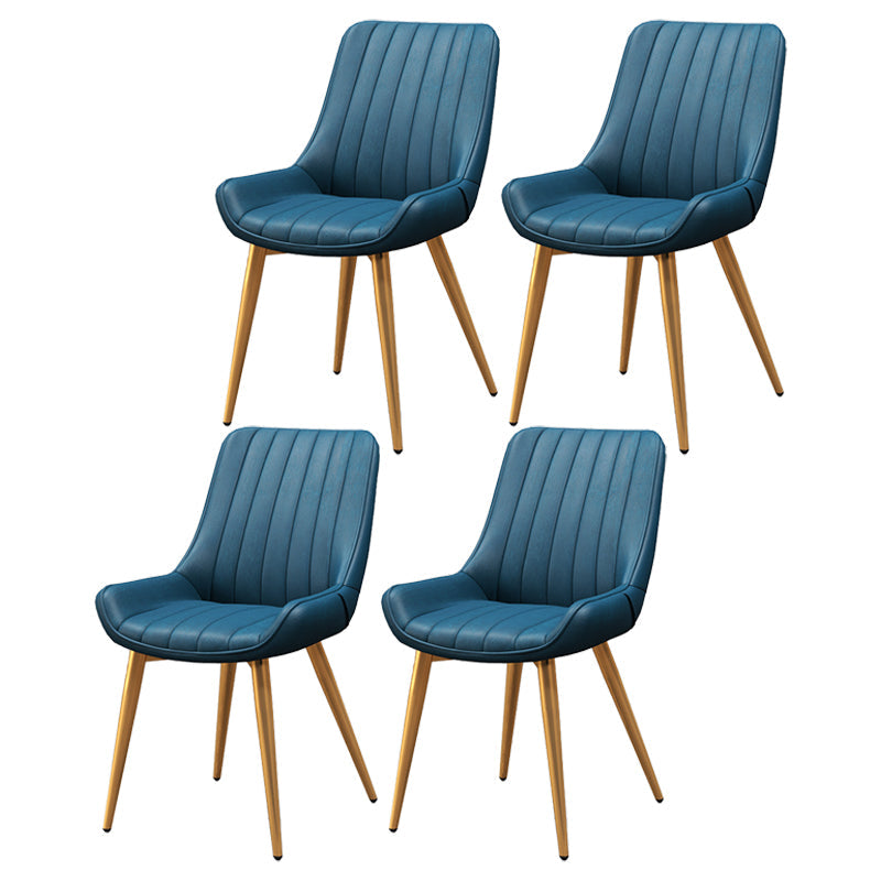 Modern Style Upholstered Armless Dining Chairs Solid Back Side Chairs for Home Use Blue 4 Piece Set Clearhalo ' kitchen&dining_furn' 'Dining Chairs' 'Dining Tables & Seating' 'dining_chair' 'furn' 'furn_dining_chair' 'Furniture' 'furniture_dining_chair' 'Kitchen & Dining Furniture' 'kitchen' 3997793