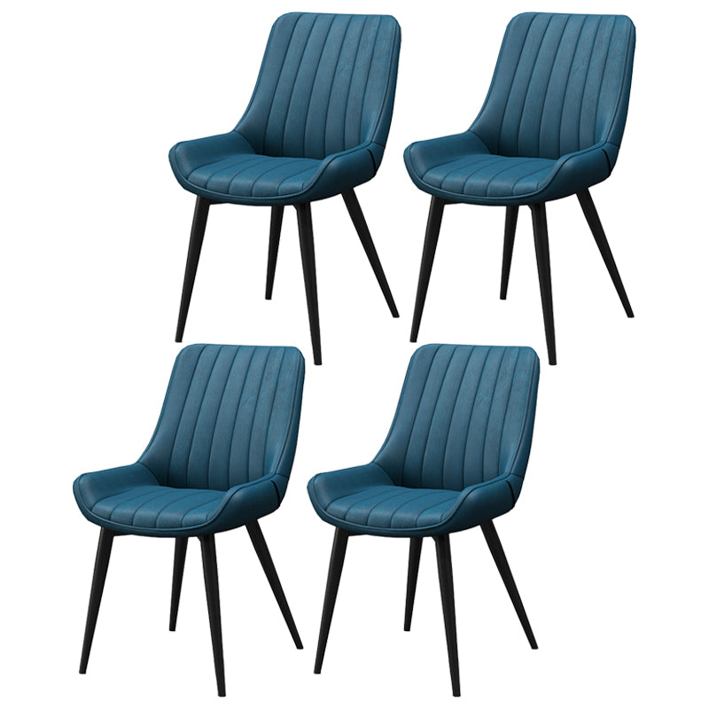 Modern Style Upholstered Armless Dining Chairs Solid Back Side Chairs for Home Use Sky Blue 4 Piece Set Clearhalo ' kitchen&dining_furn' 'Dining Chairs' 'Dining Tables & Seating' 'dining_chair' 'furn' 'furn_dining_chair' 'Furniture' 'furniture_dining_chair' 'Kitchen & Dining Furniture' 'kitchen' 3997797