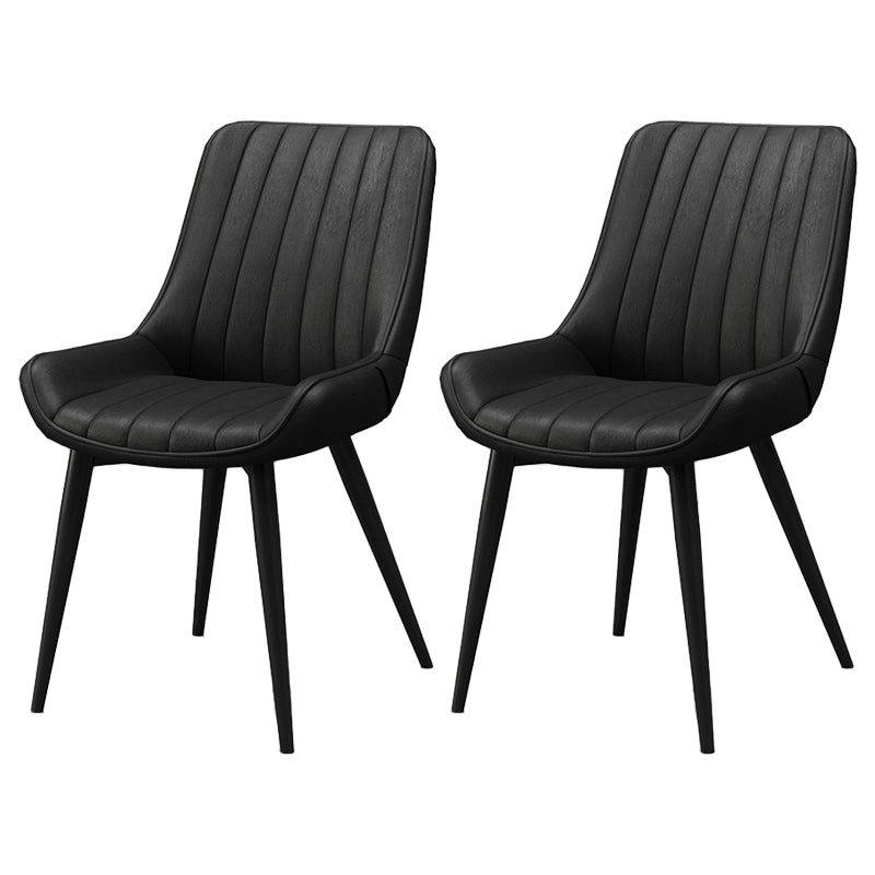 Modern Style Upholstered Armless Dining Chairs Solid Back Side Chairs for Home Use Gloss Black 2 Piece Set Clearhalo ' kitchen&dining_furn' 'Dining Chairs' 'Dining Tables & Seating' 'dining_chair' 'furn' 'furn_dining_chair' 'Furniture' 'furniture_dining_chair' 'Kitchen & Dining Furniture' 'kitchen' 3997802