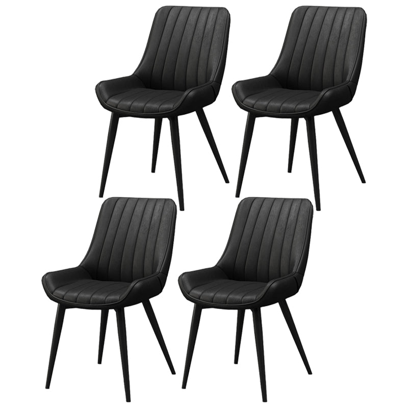 Modern Style Upholstered Armless Dining Chairs Solid Back Side Chairs for Home Use Gloss Black 4 Piece Set Clearhalo ' kitchen&dining_furn' 'Dining Chairs' 'Dining Tables & Seating' 'dining_chair' 'furn' 'furn_dining_chair' 'Furniture' 'furniture_dining_chair' 'Kitchen & Dining Furniture' 'kitchen' 3997803