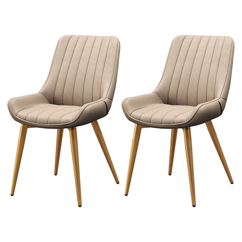 Modern Style Upholstered Armless Dining Chairs Solid Back Side Chairs for Home Use Camel 2 Piece Set Clearhalo ' kitchen&dining_furn' 'Dining Chairs' 'Dining Tables & Seating' 'dining_chair' 'furn' 'furn_dining_chair' 'Furniture' 'furniture_dining_chair' 'Kitchen & Dining Furniture' 'kitchen' 3997805