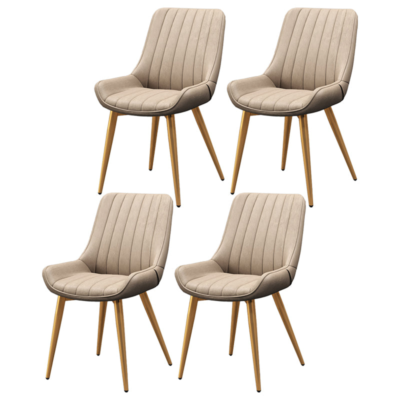 Modern Style Upholstered Armless Dining Chairs Solid Back Side Chairs for Home Use Camel 4 Piece Set Clearhalo ' kitchen&dining_furn' 'Dining Chairs' 'Dining Tables & Seating' 'dining_chair' 'furn' 'furn_dining_chair' 'Furniture' 'furniture_dining_chair' 'Kitchen & Dining Furniture' 'kitchen' 3997806