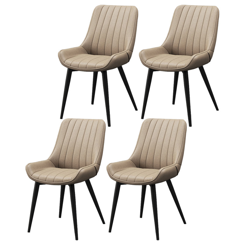 Modern Style Upholstered Armless Dining Chairs Solid Back Side Chairs for Home Use Beige 4 Piece Set Clearhalo ' kitchen&dining_furn' 'Dining Chairs' 'Dining Tables & Seating' 'dining_chair' 'furn' 'furn_dining_chair' 'Furniture' 'furniture_dining_chair' 'Kitchen & Dining Furniture' 'kitchen' 3997809