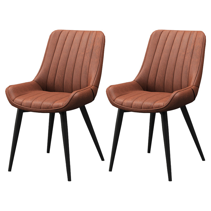 Modern Style Upholstered Armless Dining Chairs Solid Back Side Chairs for Home Use Orange Red 2 Piece Set Clearhalo ' kitchen&dining_furn' 'Dining Chairs' 'Dining Tables & Seating' 'dining_chair' 'furn' 'furn_dining_chair' 'Furniture' 'furniture_dining_chair' 'Kitchen & Dining Furniture' 'kitchen' 3997814