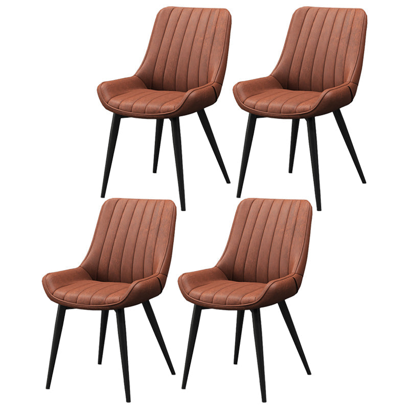 Modern Style Upholstered Armless Dining Chairs Solid Back Side Chairs for Home Use Orange Red 4 Piece Set Clearhalo ' kitchen&dining_furn' 'Dining Chairs' 'Dining Tables & Seating' 'dining_chair' 'furn' 'furn_dining_chair' 'Furniture' 'furniture_dining_chair' 'Kitchen & Dining Furniture' 'kitchen' 3997815