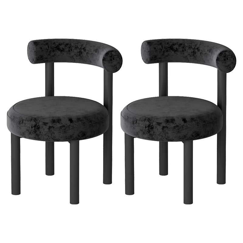 Contemporary Style Upholstered Armless Dining Chairs Open Back Dining Side Chairs Black 2 Piece Set Clearhalo ' kitchen&dining_furn' 'Dining Chairs' 'Dining Tables & Seating' 'dining_chair' 'furn' 'furn_dining_chair' 'Furniture' 'furniture_dining_chair' 'Kitchen & Dining Furniture' 'kitchen' 3997820