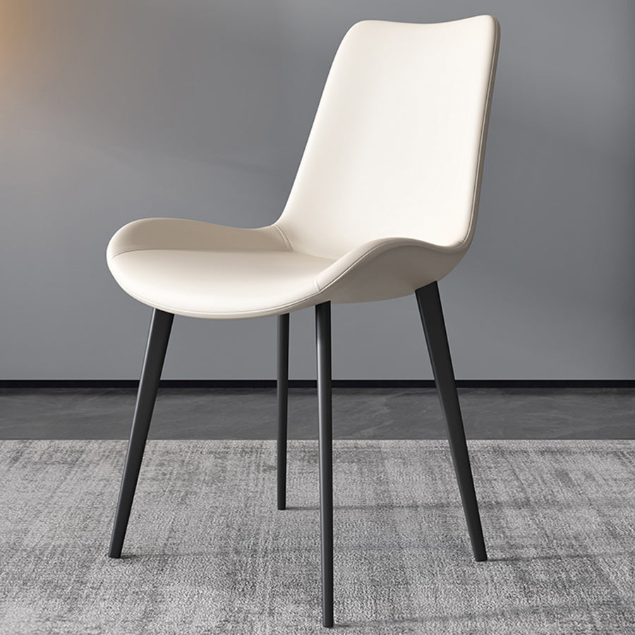 Contemporary Style Leather Dining Chairs Solid Back Armless Dining Chairs (Set of 2) Clearhalo ' kitchen&dining_furn' 'Dining Chairs' 'Dining Tables & Seating' 'dining_chair' 'furn' 'furn_dining_chair' 'Furniture' 'furniture_dining_chair' 'Kitchen & Dining Furniture' 'kitchen' 3997845