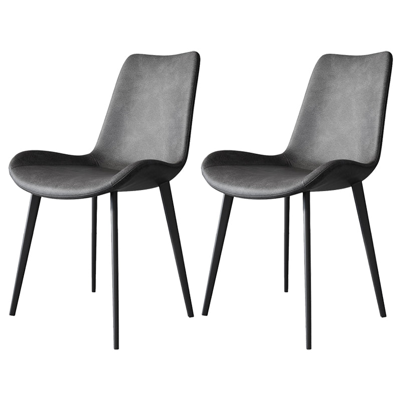Contemporary Style Leather Dining Chairs Solid Back Armless Dining Chairs (Set of 2) Grey Clearhalo ' kitchen&dining_furn' 'Dining Chairs' 'Dining Tables & Seating' 'dining_chair' 'furn' 'furn_dining_chair' 'Furniture' 'furniture_dining_chair' 'Kitchen & Dining Furniture' 'kitchen' 3997846