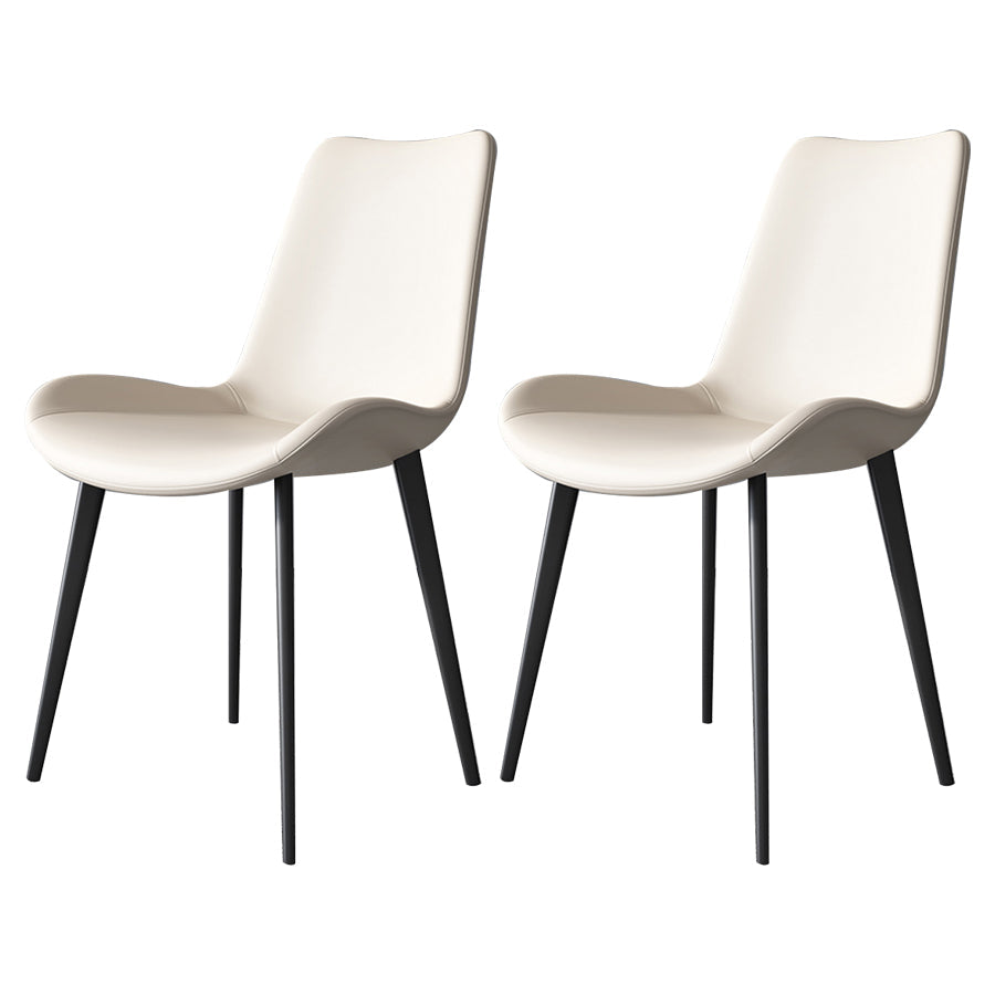Contemporary Style Leather Dining Chairs Solid Back Armless Dining Chairs (Set of 2) White Clearhalo ' kitchen&dining_furn' 'Dining Chairs' 'Dining Tables & Seating' 'dining_chair' 'furn' 'furn_dining_chair' 'Furniture' 'furniture_dining_chair' 'Kitchen & Dining Furniture' 'kitchen' 3997847