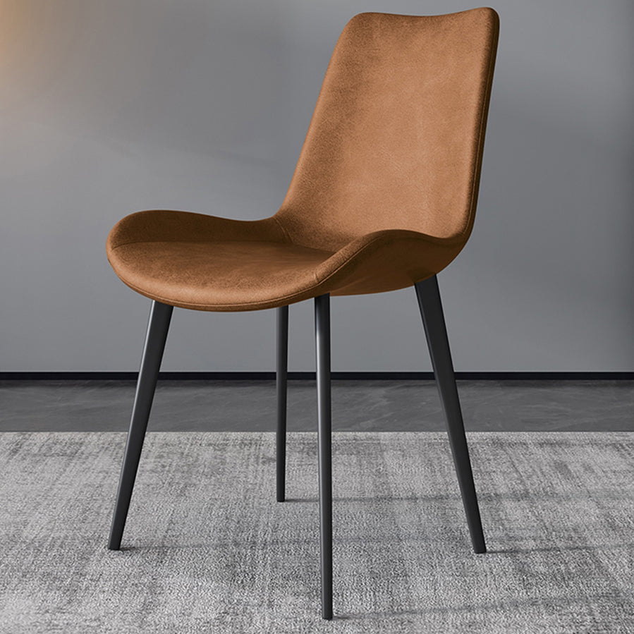 Contemporary Style Leather Dining Chairs Solid Back Armless Dining Chairs (Set of 2) Clearhalo ' kitchen&dining_furn' 'Dining Chairs' 'Dining Tables & Seating' 'dining_chair' 'furn' 'furn_dining_chair' 'Furniture' 'furniture_dining_chair' 'Kitchen & Dining Furniture' 'kitchen' 3997848