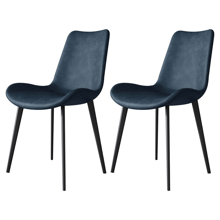 Contemporary Style Leather Dining Chairs Solid Back Armless Dining Chairs (Set of 2) Blue Clearhalo ' kitchen&dining_furn' 'Dining Chairs' 'Dining Tables & Seating' 'dining_chair' 'furn' 'furn_dining_chair' 'Furniture' 'furniture_dining_chair' 'Kitchen & Dining Furniture' 'kitchen' 3997849
