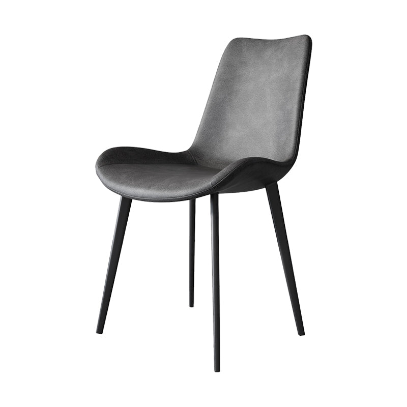 Contemporary Style Leather Dining Chairs Solid Back Armless Dining Chairs (Set of 2) Clearhalo ' kitchen&dining_furn' 'Dining Chairs' 'Dining Tables & Seating' 'dining_chair' 'furn' 'furn_dining_chair' 'Furniture' 'furniture_dining_chair' 'Kitchen & Dining Furniture' 'kitchen' 3997853