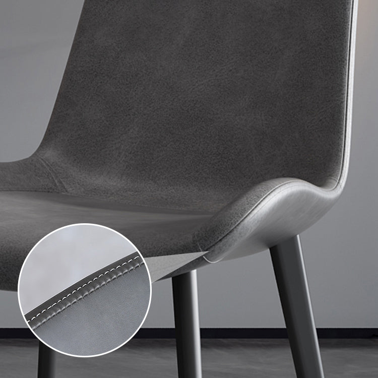 Contemporary Style Leather Dining Chairs Solid Back Armless Dining Chairs (Set of 2) Clearhalo ' kitchen&dining_furn' 'Dining Chairs' 'Dining Tables & Seating' 'dining_chair' 'furn' 'furn_dining_chair' 'Furniture' 'furniture_dining_chair' 'Kitchen & Dining Furniture' 'kitchen' 3997855