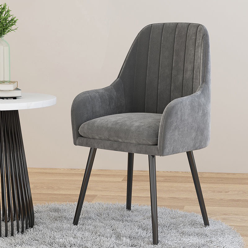 Scandinavian Style Upholstered Arm Chair Solid Back Dining Single Chair for Home Grey Black Clearhalo ' kitchen&dining_furn' 'Dining Chairs' 'Dining Tables & Seating' 'dining_chair' 'furn' 'furn_dining_chair' 'Furniture' 'furniture_dining_chair' 'Kitchen & Dining Furniture' 'kitchen' 3997860