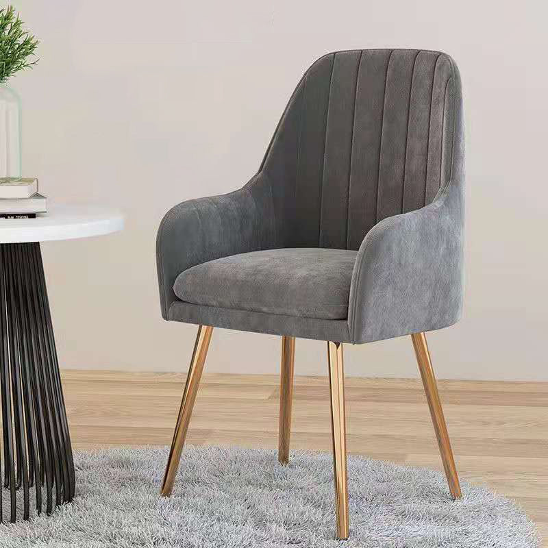 Scandinavian Style Upholstered Arm Chair Solid Back Dining Single Chair for Home Grey Brass Gold Clearhalo ' kitchen&dining_furn' 'Dining Chairs' 'Dining Tables & Seating' 'dining_chair' 'furn' 'furn_dining_chair' 'Furniture' 'furniture_dining_chair' 'Kitchen & Dining Furniture' 'kitchen' 3997861