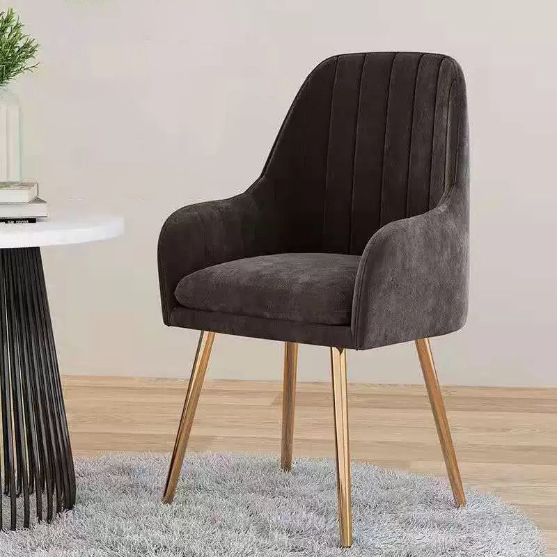 Scandinavian Style Upholstered Arm Chair Solid Back Dining Single Chair for Home Dark Gray Brass Gold Clearhalo ' kitchen&dining_furn' 'Dining Chairs' 'Dining Tables & Seating' 'dining_chair' 'furn' 'furn_dining_chair' 'Furniture' 'furniture_dining_chair' 'Kitchen & Dining Furniture' 'kitchen' 3997866