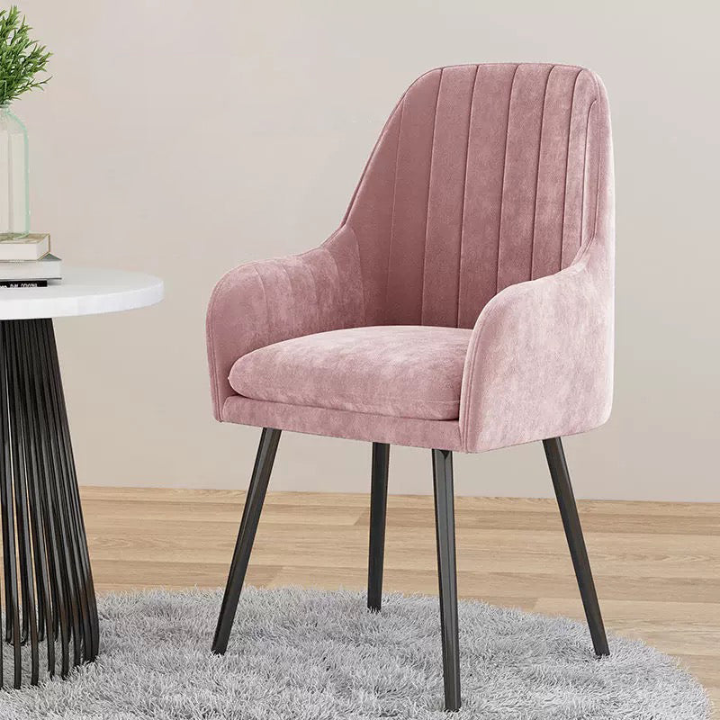 Scandinavian Style Upholstered Arm Chair Solid Back Dining Single Chair for Home Pink Black Clearhalo ' kitchen&dining_furn' 'Dining Chairs' 'Dining Tables & Seating' 'dining_chair' 'furn' 'furn_dining_chair' 'Furniture' 'furniture_dining_chair' 'Kitchen & Dining Furniture' 'kitchen' 3997867