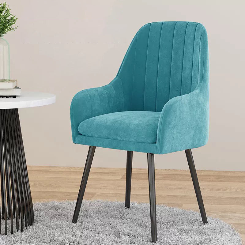 Scandinavian Style Upholstered Arm Chair Solid Back Dining Single Chair for Home Blue Black Clearhalo ' kitchen&dining_furn' 'Dining Chairs' 'Dining Tables & Seating' 'dining_chair' 'furn' 'furn_dining_chair' 'Furniture' 'furniture_dining_chair' 'Kitchen & Dining Furniture' 'kitchen' 3997872