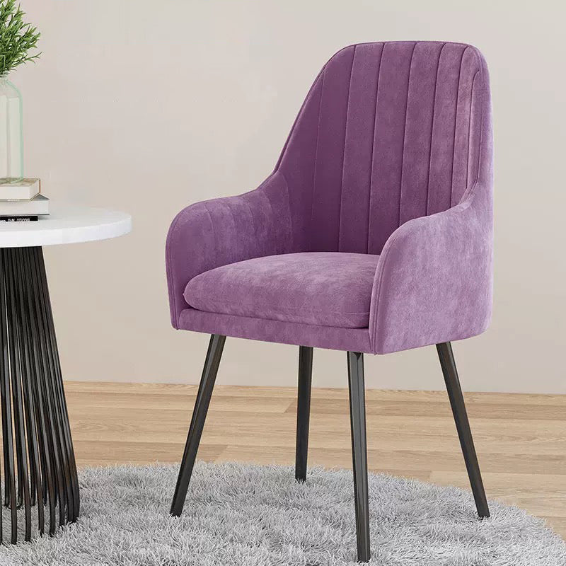 Scandinavian Style Upholstered Arm Chair Solid Back Dining Single Chair for Home Purple Black Clearhalo ' kitchen&dining_furn' 'Dining Chairs' 'Dining Tables & Seating' 'dining_chair' 'furn' 'furn_dining_chair' 'Furniture' 'furniture_dining_chair' 'Kitchen & Dining Furniture' 'kitchen' 3997875