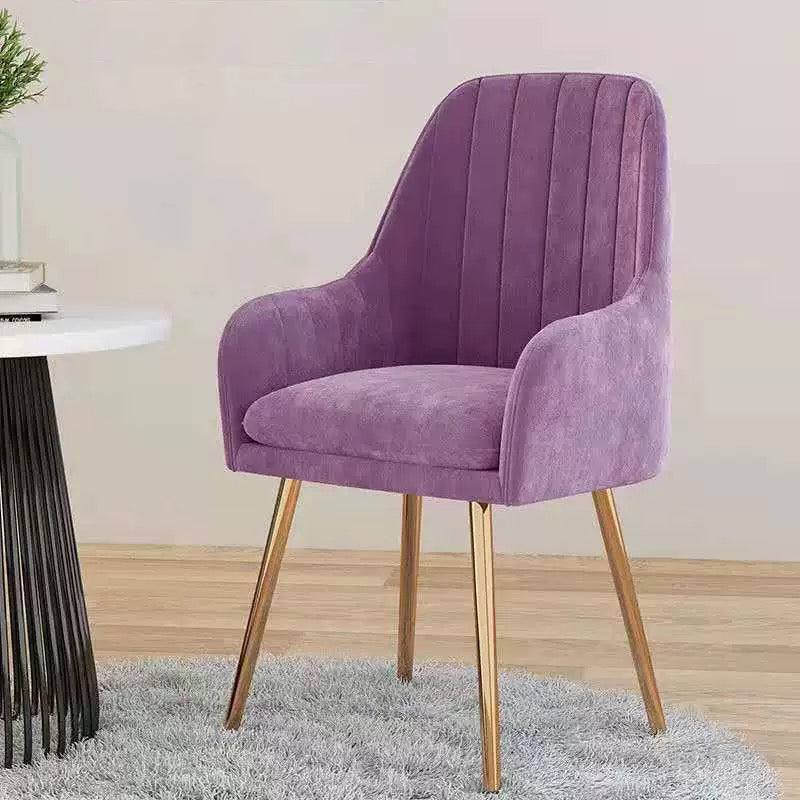 Scandinavian Style Upholstered Arm Chair Solid Back Dining Single Chair for Home Purple Brass Gold Clearhalo ' kitchen&dining_furn' 'Dining Chairs' 'Dining Tables & Seating' 'dining_chair' 'furn' 'furn_dining_chair' 'Furniture' 'furniture_dining_chair' 'Kitchen & Dining Furniture' 'kitchen' 3997877