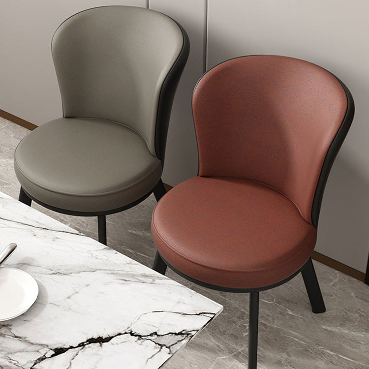 Modern Style Faux Leather Side Chair Solid Back Armless Dining Chairs for Kitchen Clearhalo ' kitchen&dining_furn' 'Dining Chairs' 'Dining Tables & Seating' 'dining_chair' 'furn' 'furn_dining_chair' 'Furniture' 'furniture_dining_chair' 'Kitchen & Dining Furniture' 'kitchen' 3997885