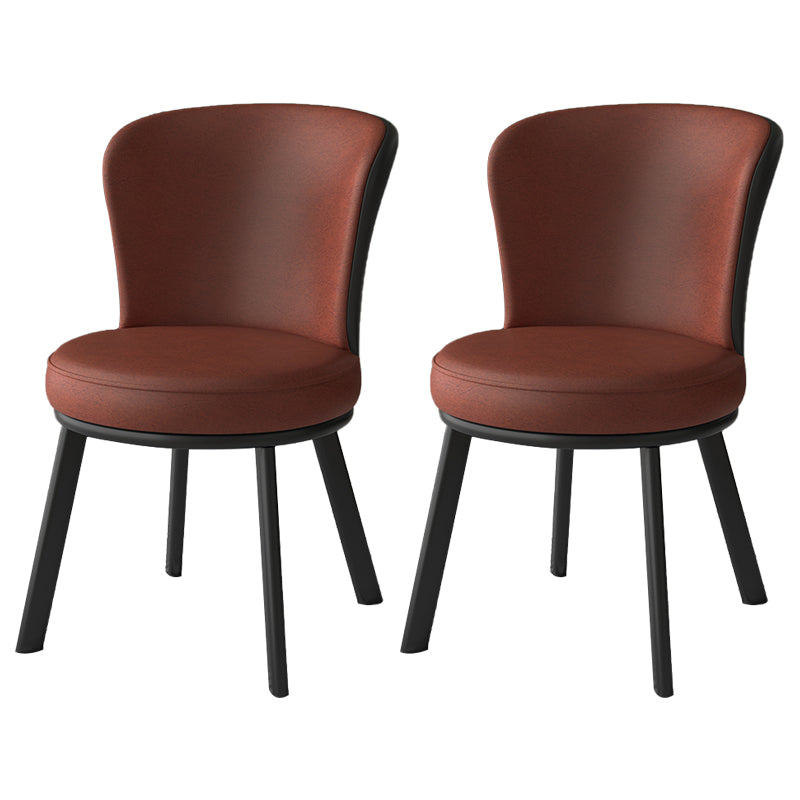 Modern Style Faux Leather Side Chair Solid Back Armless Dining Chairs for Kitchen Cameo Brown 2 Piece Set Clearhalo ' kitchen&dining_furn' 'Dining Chairs' 'Dining Tables & Seating' 'dining_chair' 'furn' 'furn_dining_chair' 'Furniture' 'furniture_dining_chair' 'Kitchen & Dining Furniture' 'kitchen' 3997891