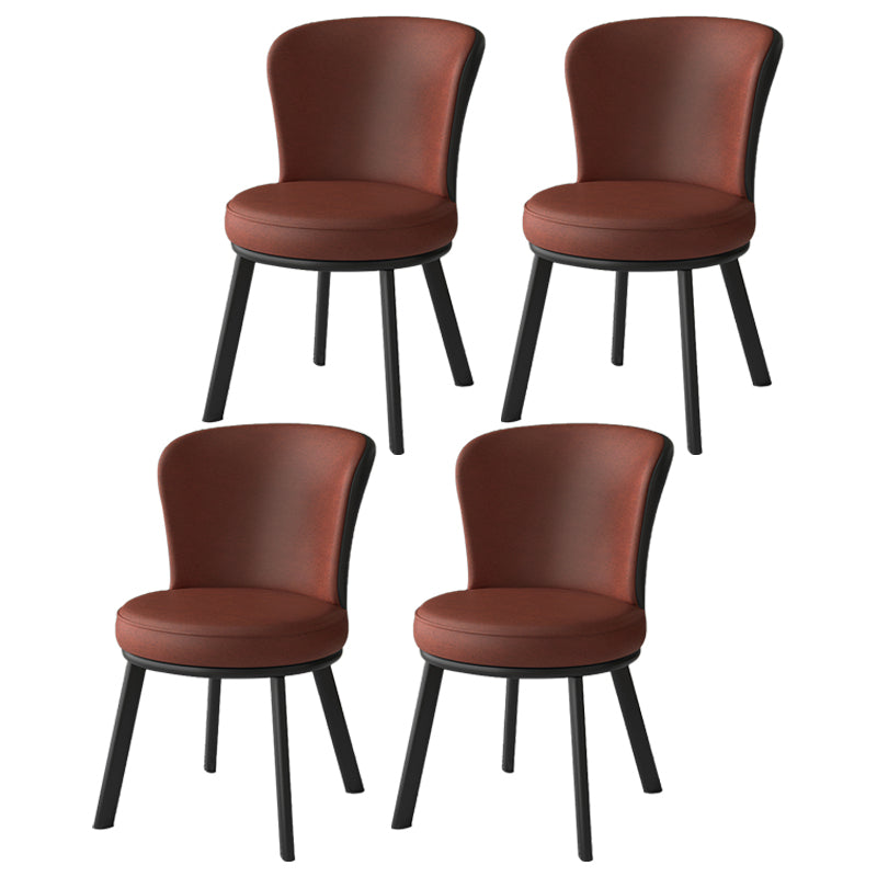 Modern Style Faux Leather Side Chair Solid Back Armless Dining Chairs for Kitchen Cameo Brown 4 Piece Set Clearhalo ' kitchen&dining_furn' 'Dining Chairs' 'Dining Tables & Seating' 'dining_chair' 'furn' 'furn_dining_chair' 'Furniture' 'furniture_dining_chair' 'Kitchen & Dining Furniture' 'kitchen' 3997892
