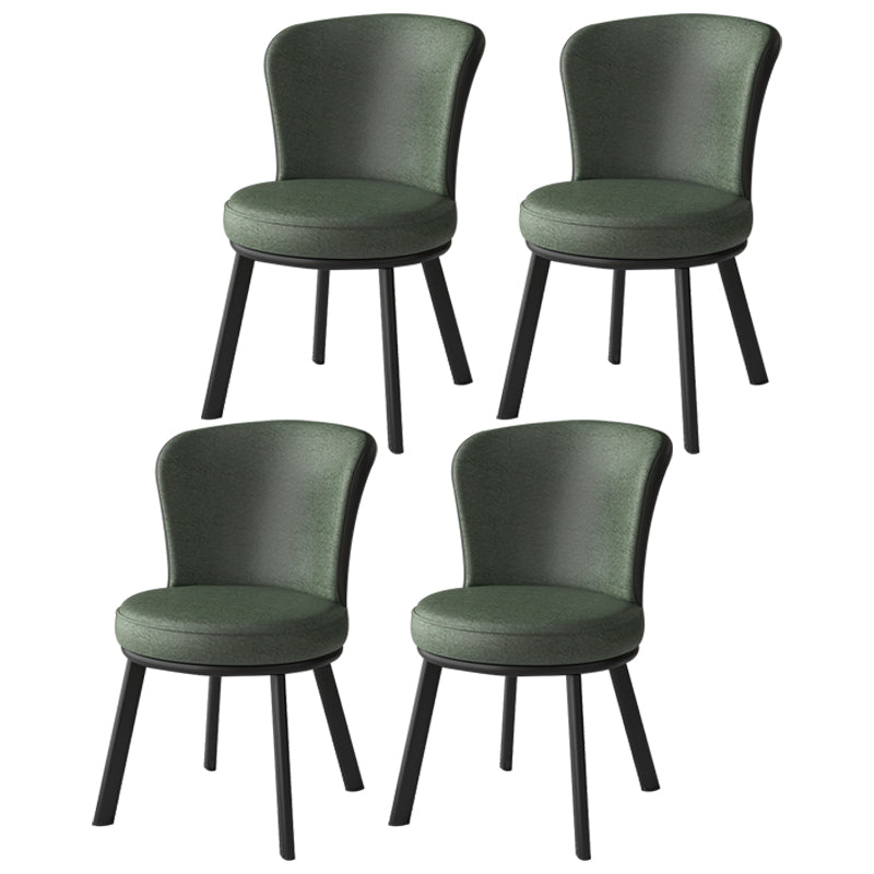 Modern Style Faux Leather Side Chair Solid Back Armless Dining Chairs for Kitchen Navy 4 Piece Set Clearhalo ' kitchen&dining_furn' 'Dining Chairs' 'Dining Tables & Seating' 'dining_chair' 'furn' 'furn_dining_chair' 'Furniture' 'furniture_dining_chair' 'Kitchen & Dining Furniture' 'kitchen' 3997898