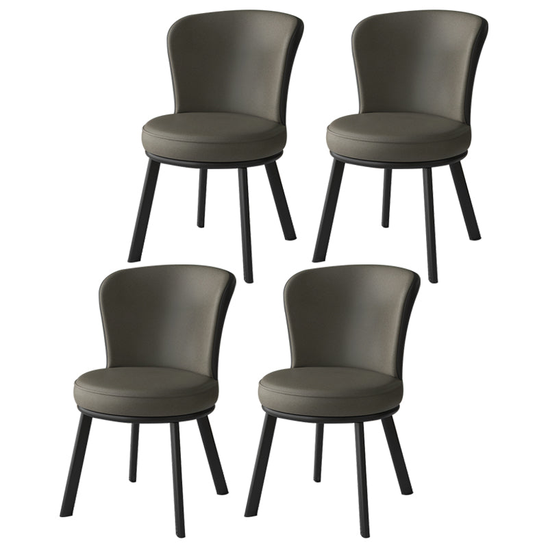 Modern Style Faux Leather Side Chair Solid Back Armless Dining Chairs for Kitchen Silver Gray 4 Piece Set Clearhalo ' kitchen&dining_furn' 'Dining Chairs' 'Dining Tables & Seating' 'dining_chair' 'furn' 'furn_dining_chair' 'Furniture' 'furniture_dining_chair' 'Kitchen & Dining Furniture' 'kitchen' 3997904