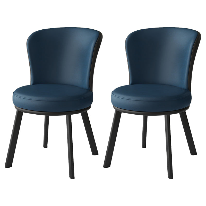 Modern Style Faux Leather Side Chair Solid Back Armless Dining Chairs for Kitchen Dark Blue 2 Piece Set Clearhalo ' kitchen&dining_furn' 'Dining Chairs' 'Dining Tables & Seating' 'dining_chair' 'furn' 'furn_dining_chair' 'Furniture' 'furniture_dining_chair' 'Kitchen & Dining Furniture' 'kitchen' 3997906