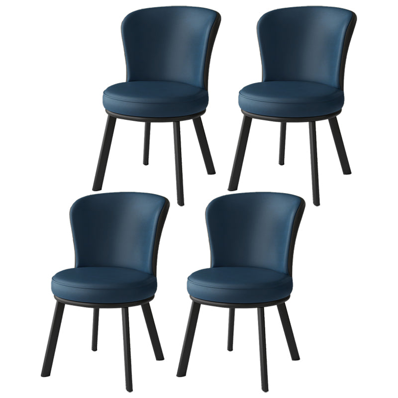 Modern Style Faux Leather Side Chair Solid Back Armless Dining Chairs for Kitchen Dark Blue 4 Piece Set Clearhalo ' kitchen&dining_furn' 'Dining Chairs' 'Dining Tables & Seating' 'dining_chair' 'furn' 'furn_dining_chair' 'Furniture' 'furniture_dining_chair' 'Kitchen & Dining Furniture' 'kitchen' 3997907